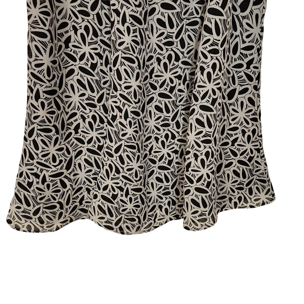 Vintage Unbranded Black White Floral Fully Lined A-Line Mermaid Skirt Size 16W - Picture 3 of 7